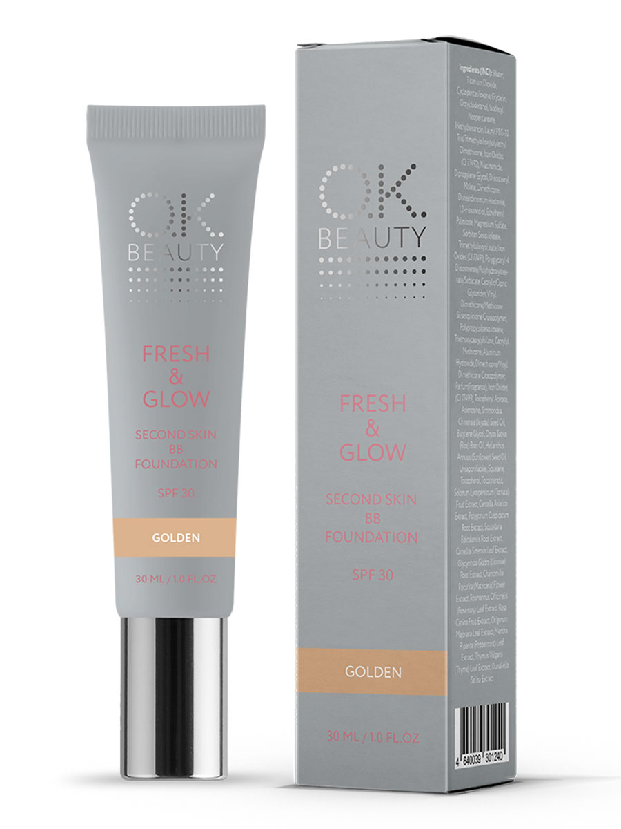 фото Тональный крем o.k.beauty для лица fresh&glow second skin bb foundation spf 30