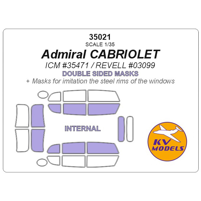 

Маска KV models 1 35 двусторонние маски для Admiral CABRIOLET ICM Revell 35021