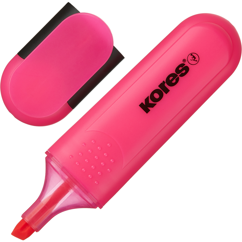 Текстовыделитель Kores Bright Liner Plus, розовый, линия 0.5-5 мм