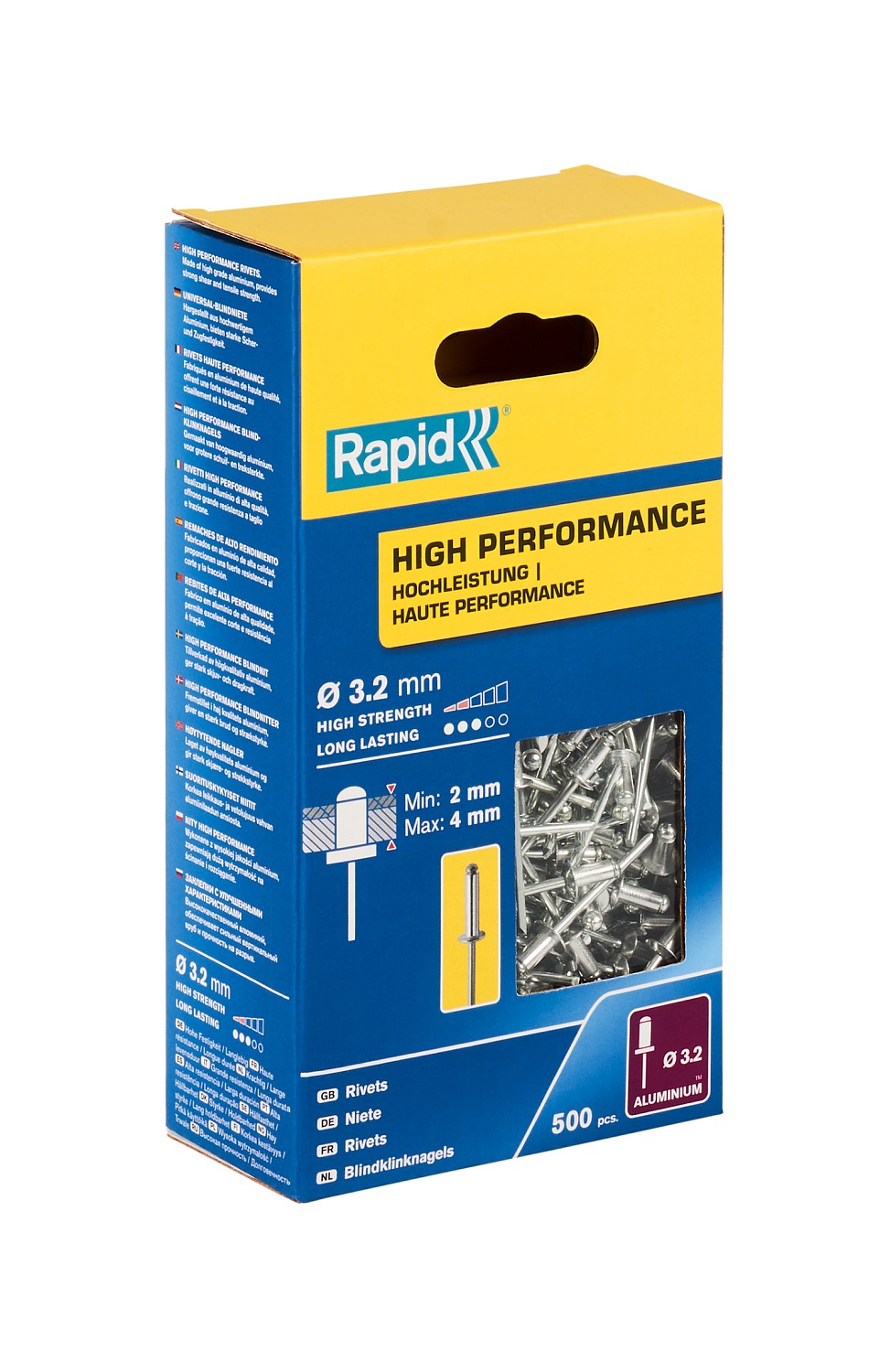 фото Rapid r:high-performance-rivet заклепка из алюминия d3.2x8мм, 500 шт