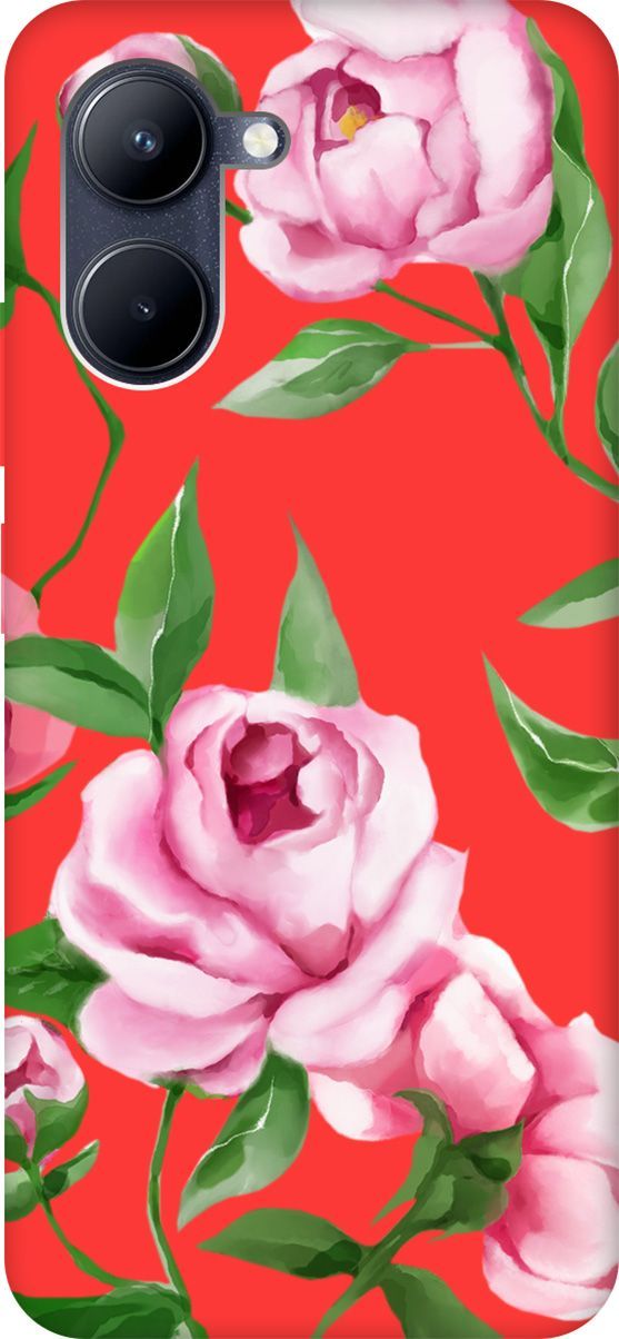 

Чехол на Realme C33 "Amazing Peonies" красный, 1577200
