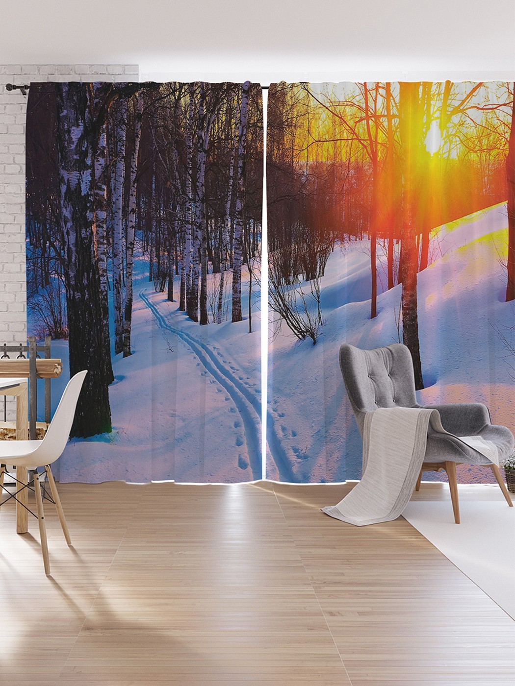 

Шторы под лён JoyArty "Лесной мороз", серия Oxford DeLux, 340х265 см, Лесной мороз