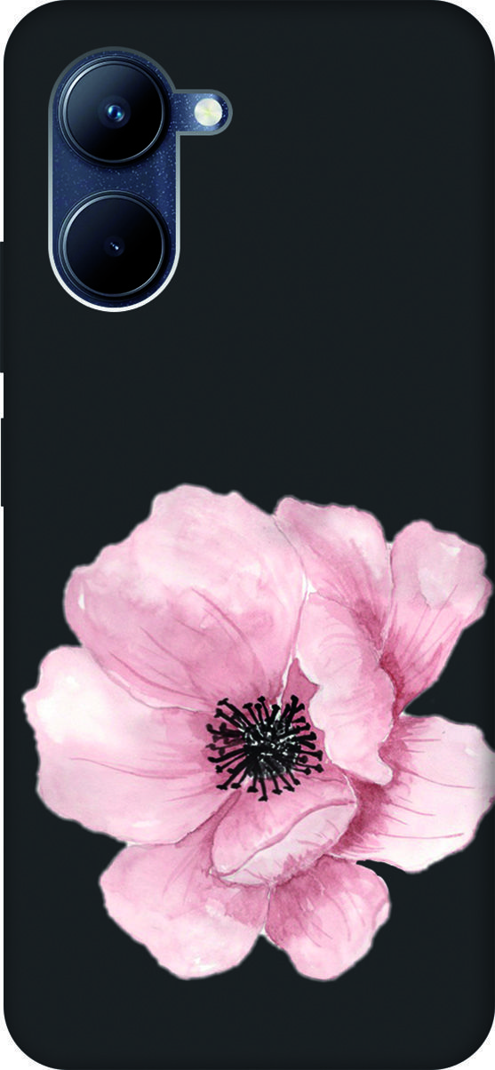 

Матовый Soft Touch Чехол на Realme C33 с 3D принтом "Pink Flower" черный, Черный;белый, 1575500