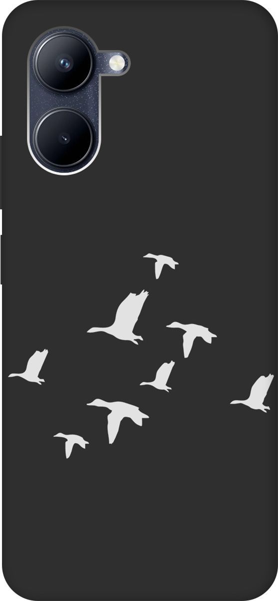 

Матовый Soft Touch Чехол на realme C33 с 3D принтом "Flock of Ducks W" черный, Черный;серый, 1575500