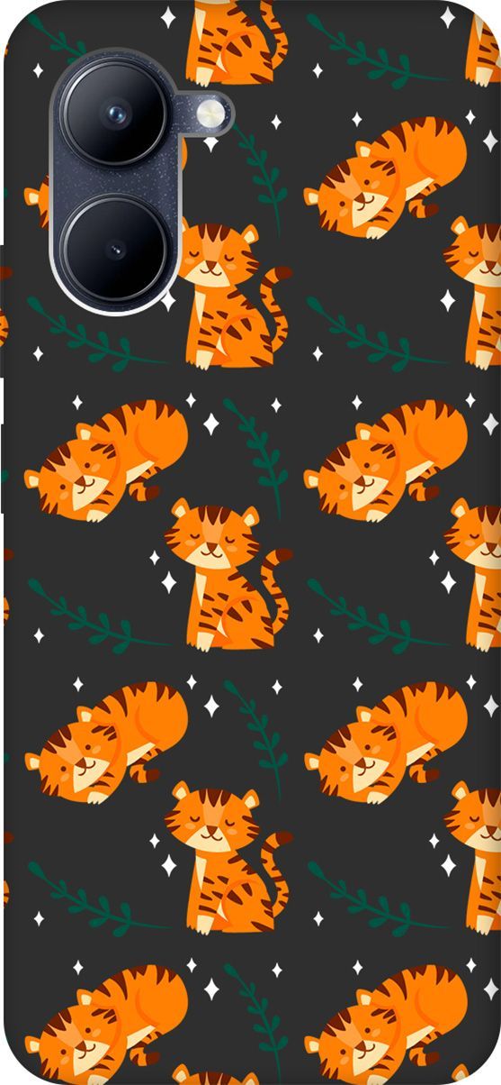 

Матовый Soft Touch Чехол на realme C33 с 3D принтом "Tigers" черный, Черный;белый, 1575400
