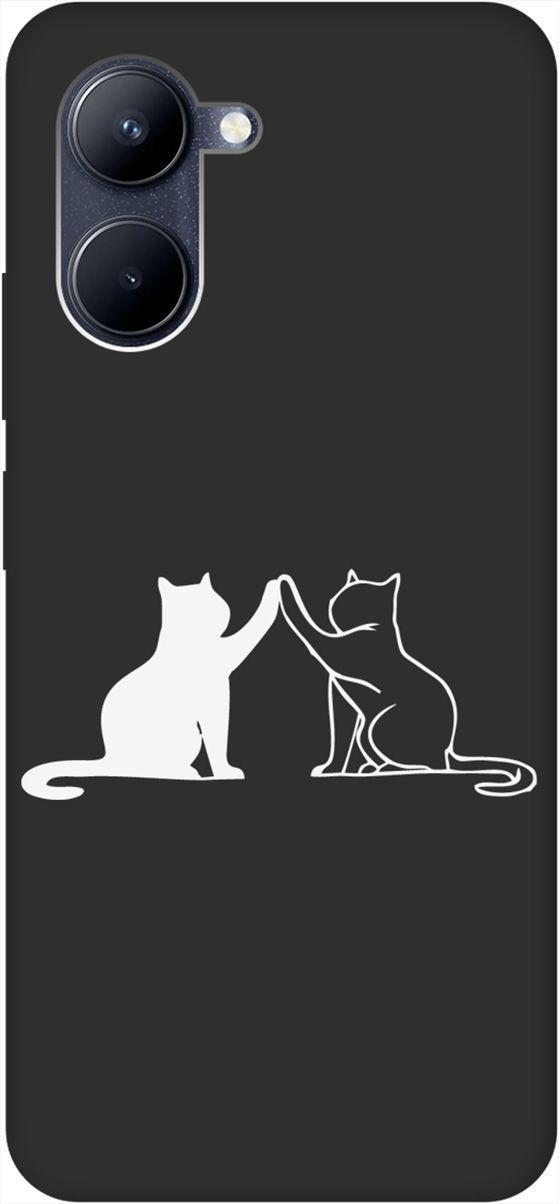 

Матовый Soft Touch Чехол на Realme C33 с 3D принтом "Cats W" черный, Черный;белый, 1575400