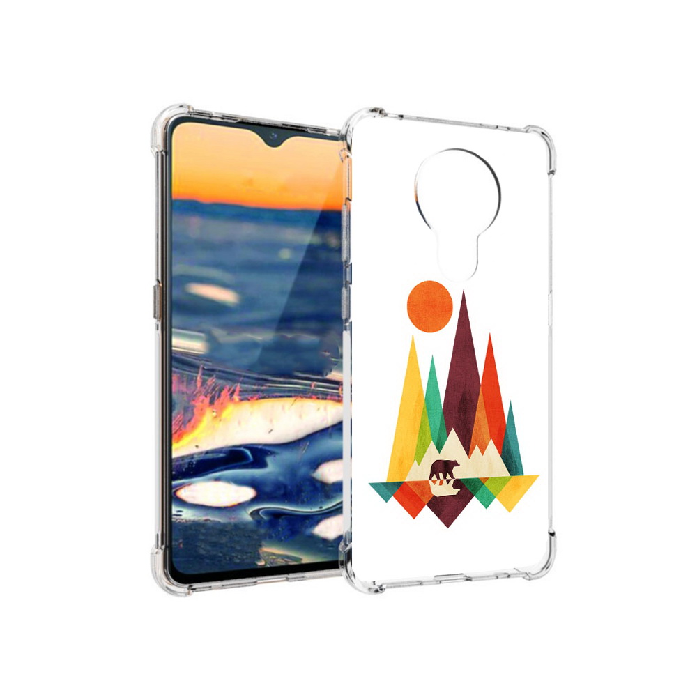 

Чехол MyPads Tocco для Nokia 5.3 нарисованные горы с медведем (PT227052.106.506), Прозрачный, Tocco