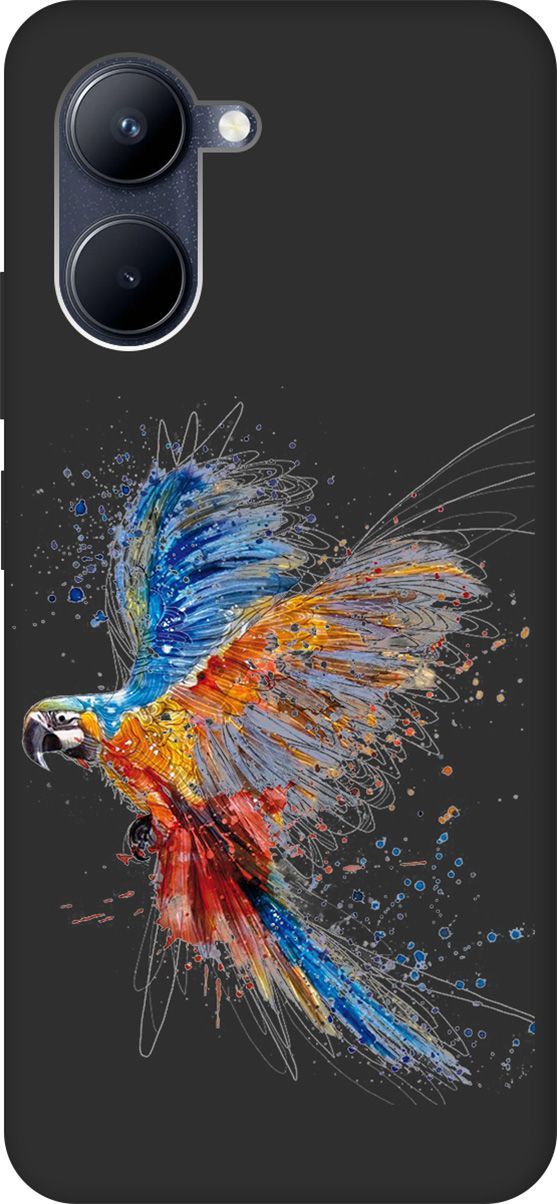 

Матовый Soft Touch Чехол на realme C33 с 3D принтом "Colorful Parrot" черный, Черный;красный, 1575300