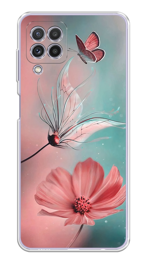 

Чехол на Samsung Galaxy A22/M22/M32 "Бабочка и цветок", Голубой;розовый, 2103550-1