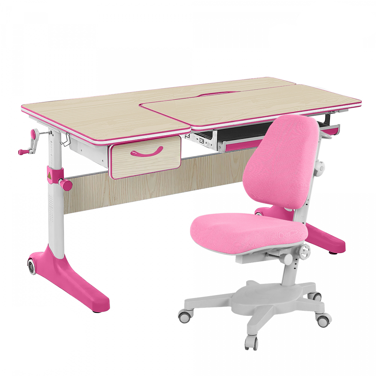 Комплект парта Anatomica Uniqa Lite клен/розовый с розовым креслом Armata