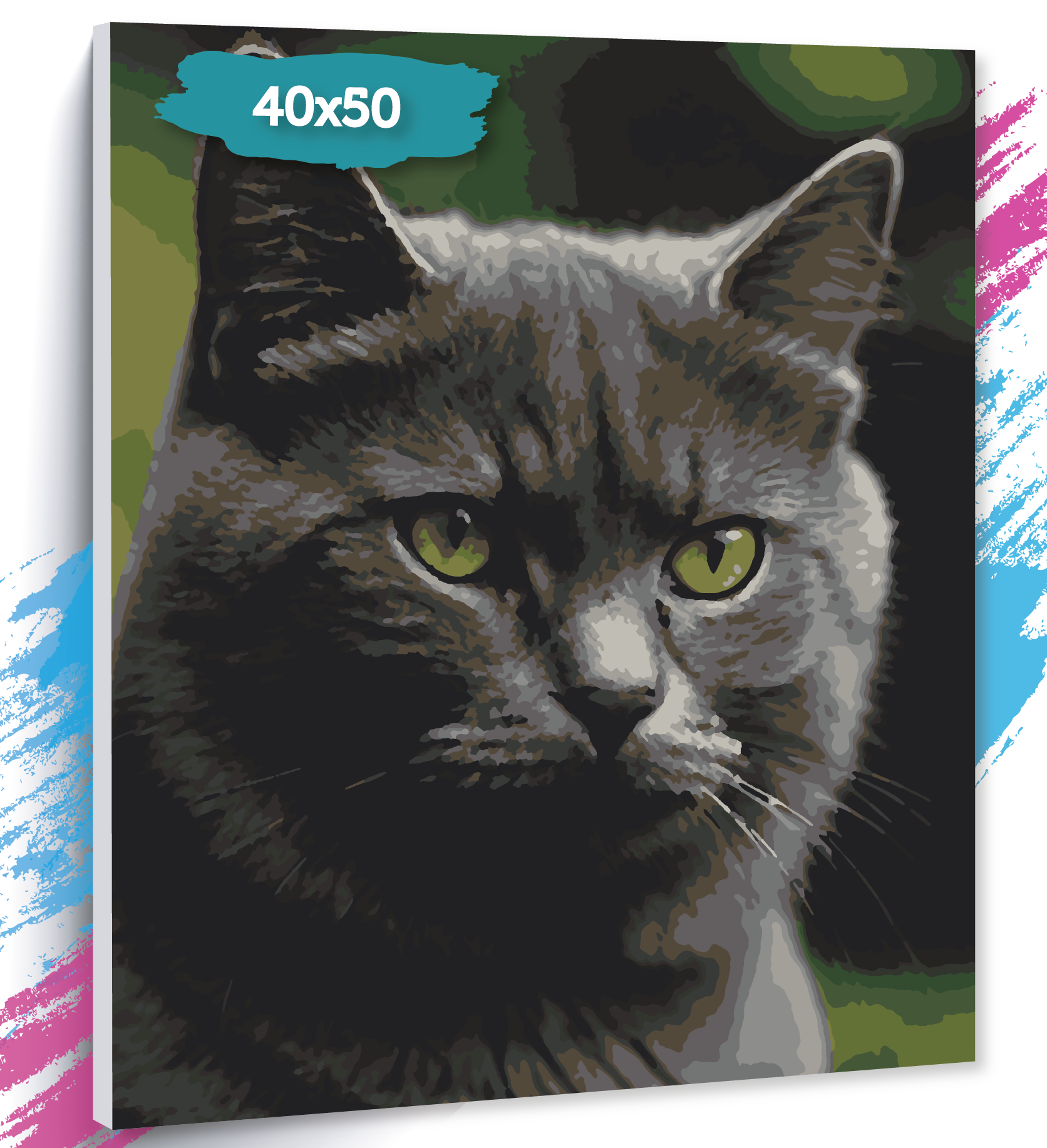 Картина по номерам ТТ Серый кот GK0402 Холст на подрамнике 40х50 см