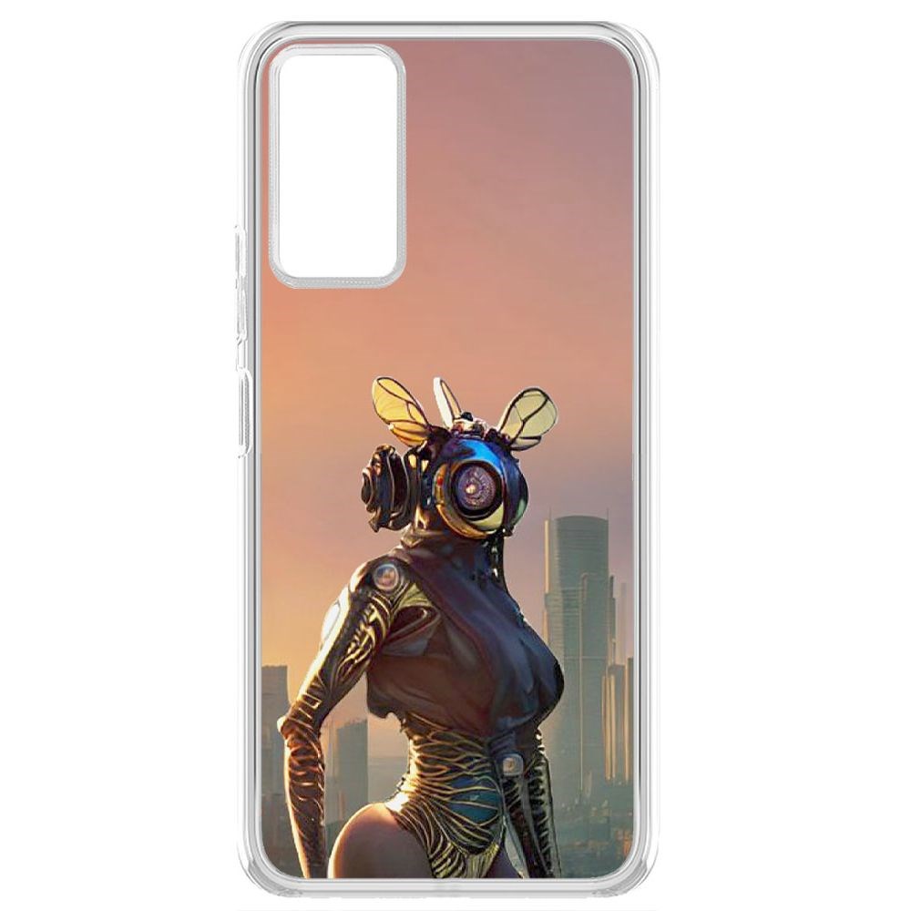 

Чехол-накладка Krutoff Clear Case Женщина-киберпчела для TECNO Pova 2