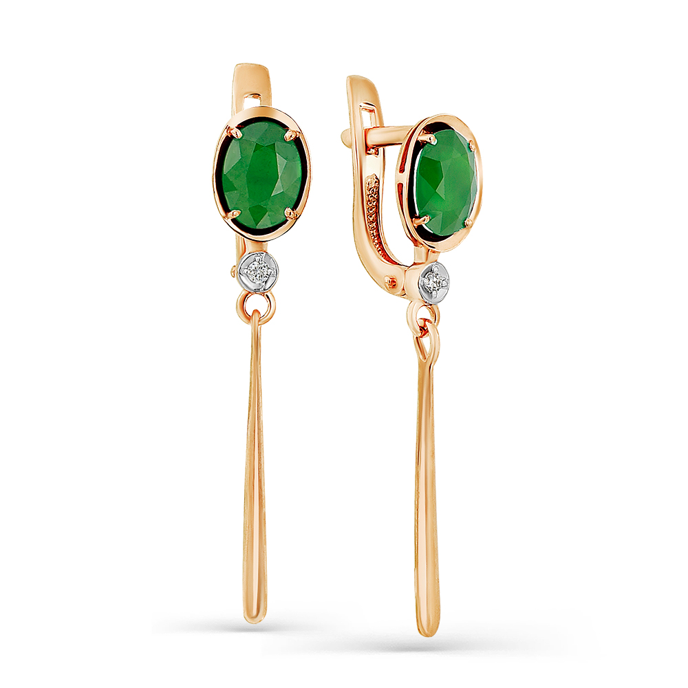 

Серьги из красного золота с изумрудом, бриллиантом Master Brilliant 2-107-328-01, 2-107-328-01