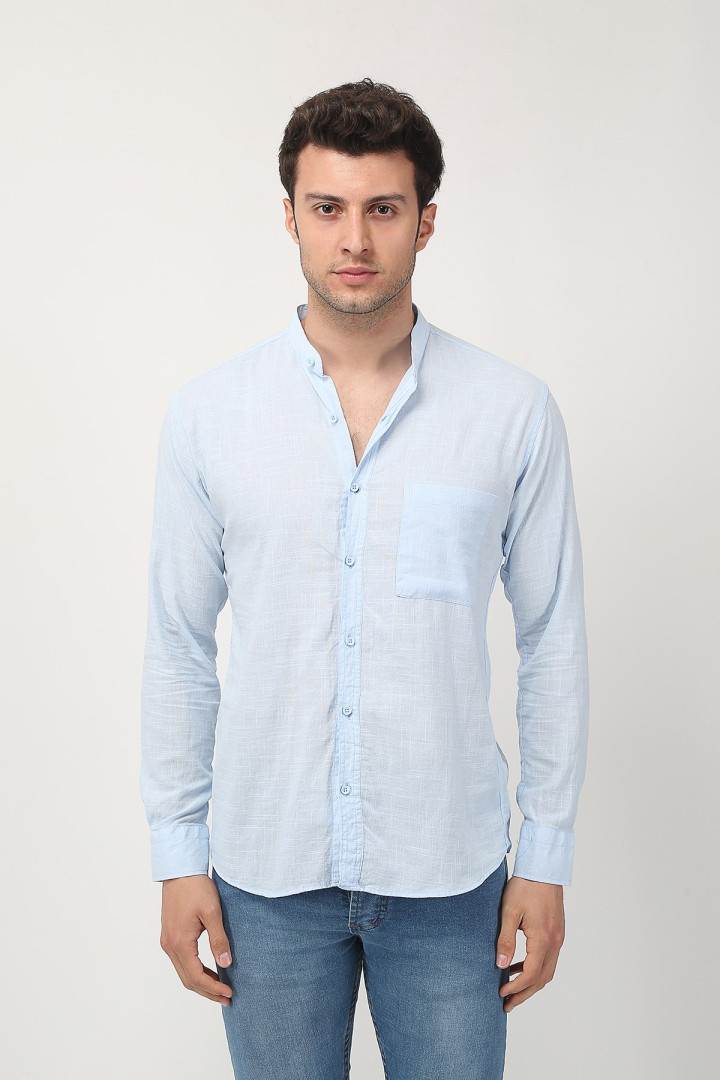 Рубашка мужская Terapi Giyim 25515 голубая S (товары доставляются из-за рубежа)