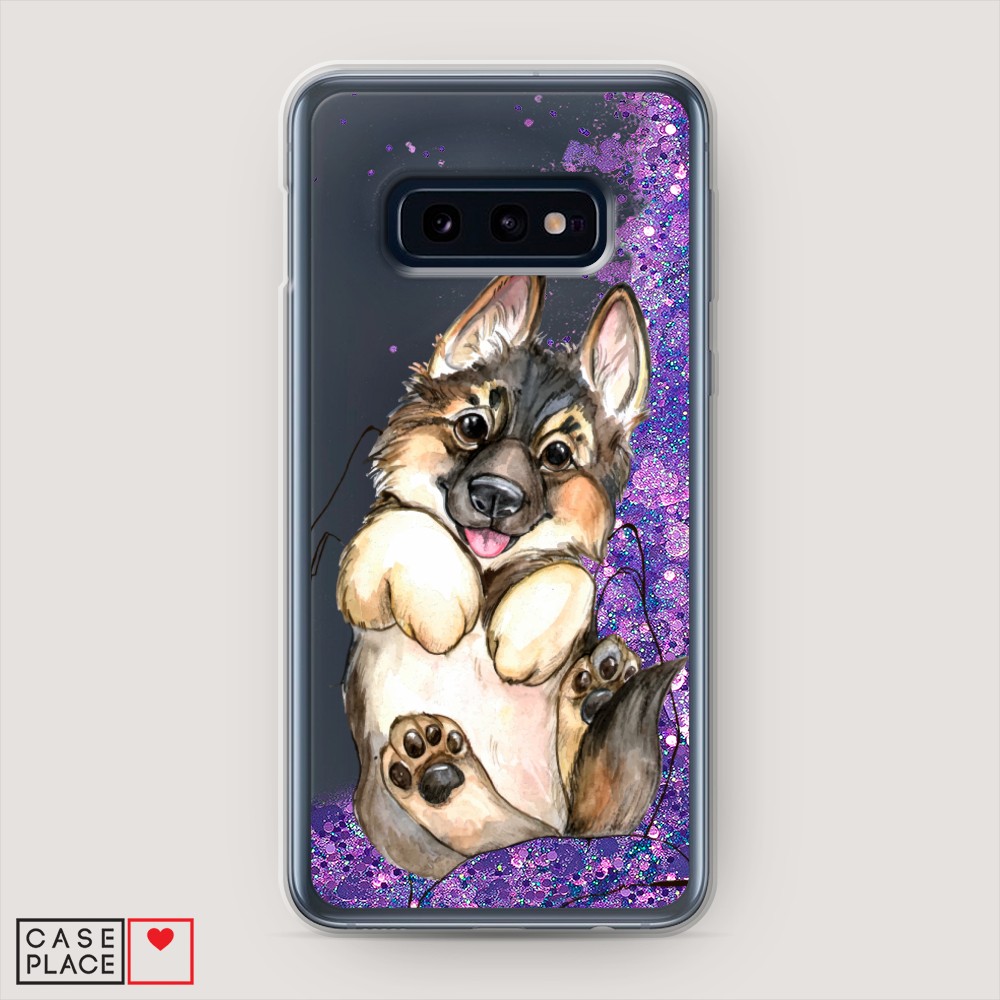 

Жидкий чехол с блестками "Овчарка в ладошках" на Samsung Galaxy S10E