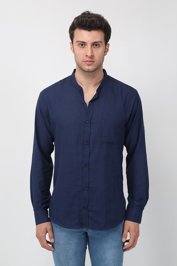 Рубашка мужская Terapi Giyim 25508 синяя S (товары доставляются из-за рубежа)