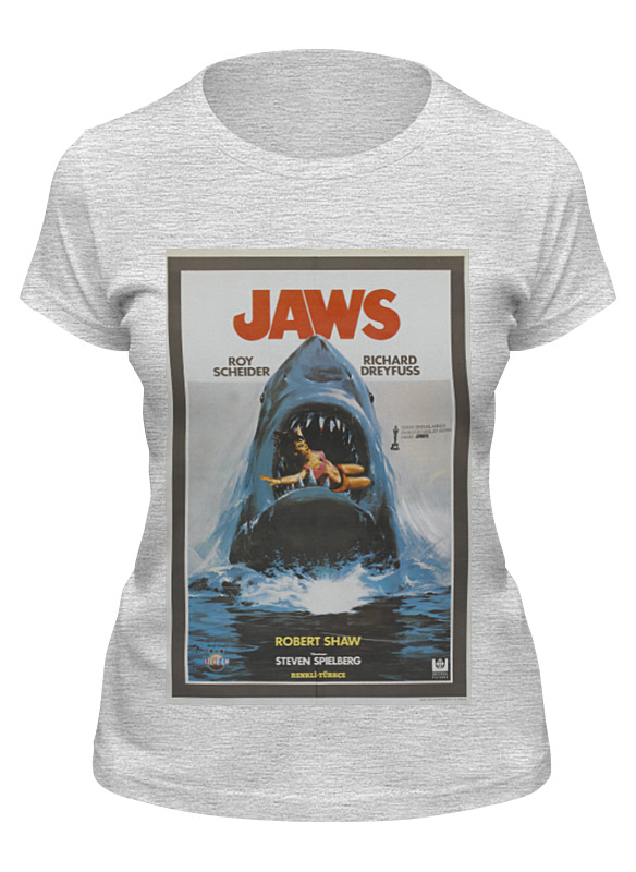 

Футболка женская Printio Jaws / челюсти серая S, Серый, Jaws / челюсти