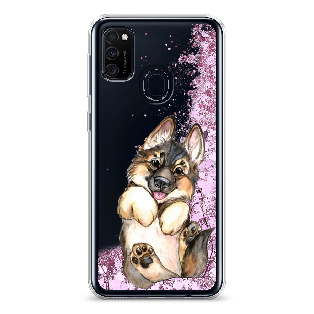 

Жидкий чехол с блестками "Овчарка в ладошках" на Samsung Galaxy M30s, 29894-1