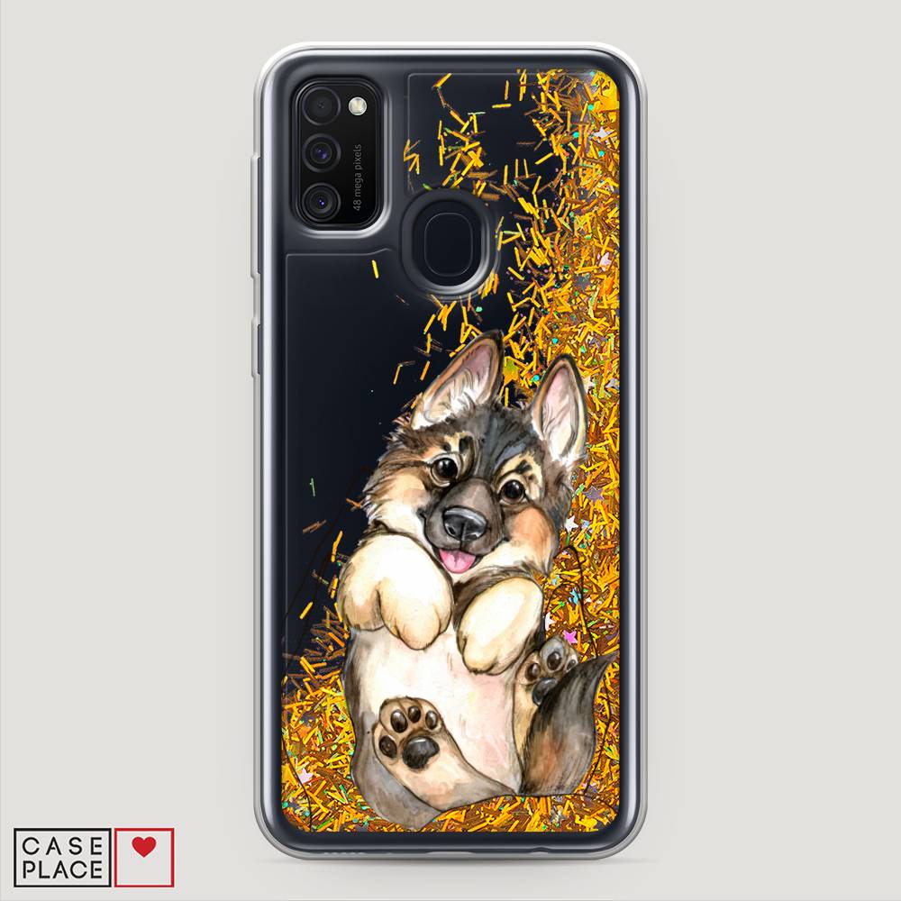 

Жидкий чехол с блестками "Овчарка в ладошках" на Samsung Galaxy M30s, 29890-1