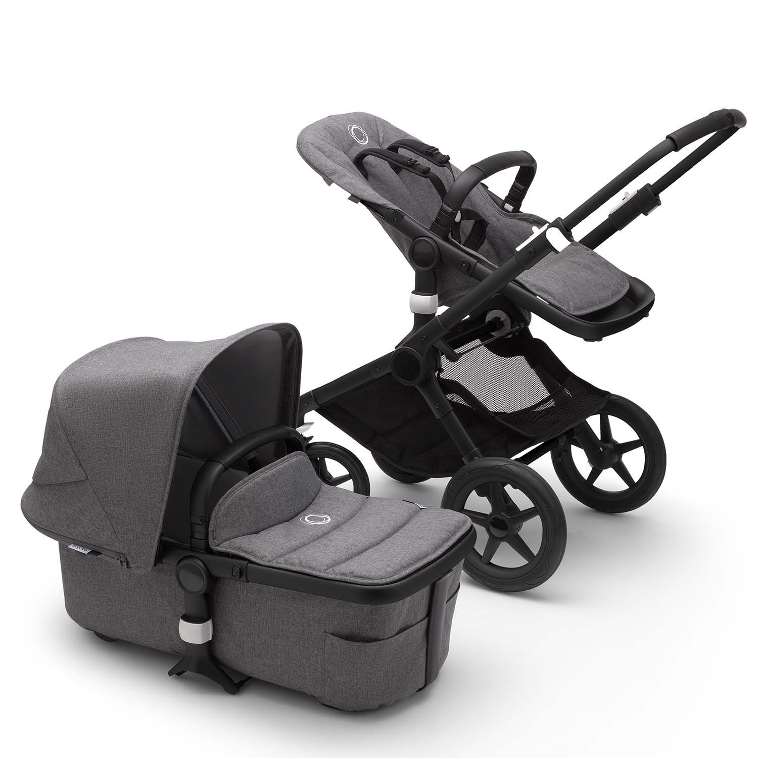 

Коляска 2в1 Bugaboo Fox2 Black/grey melanger в комплекте 230280ZW03/230255GM02/230411GM03, Fox2