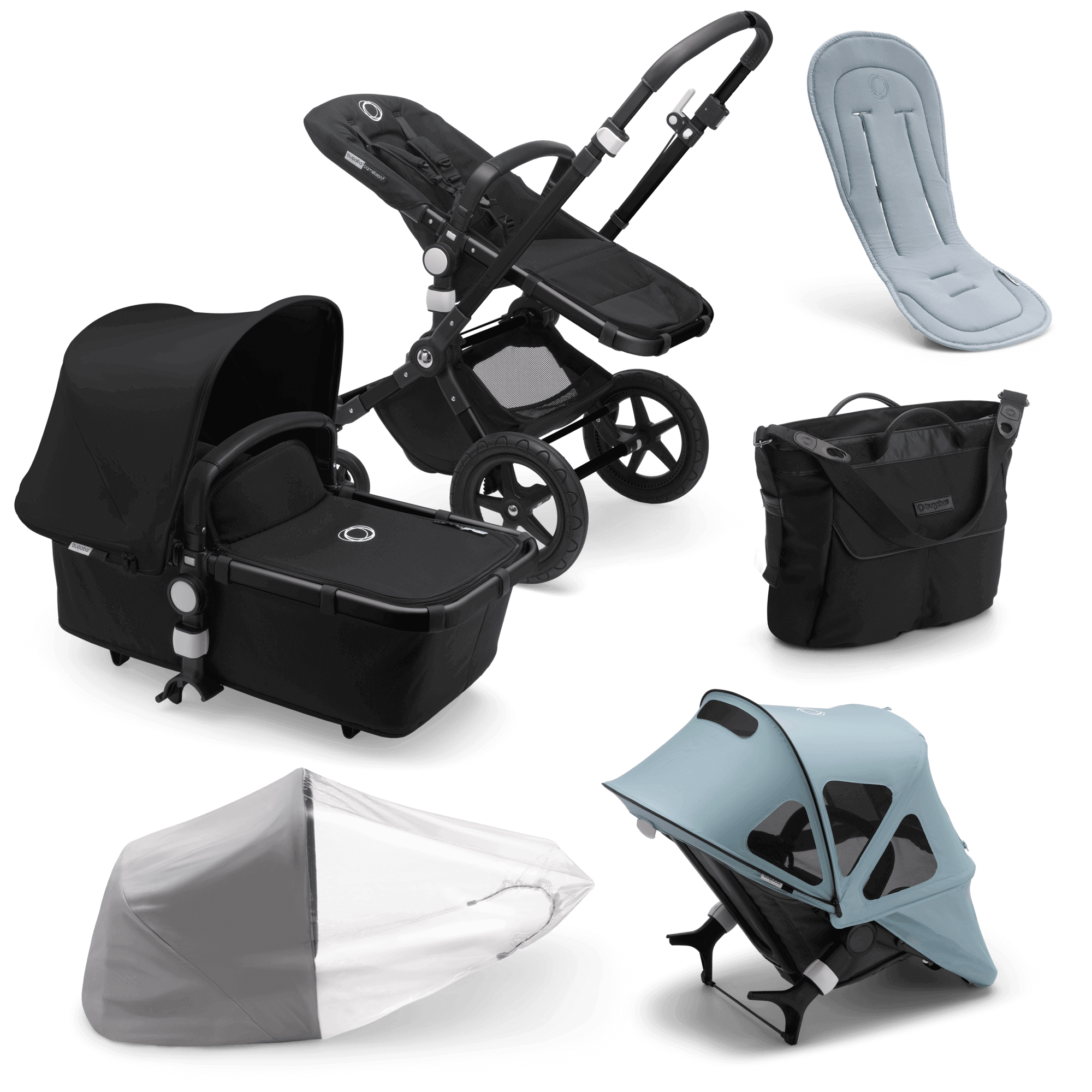 фото Коляска 2 в1 bugaboo cameleon3 plus complete black/black-black 230162zw01 vapor blue