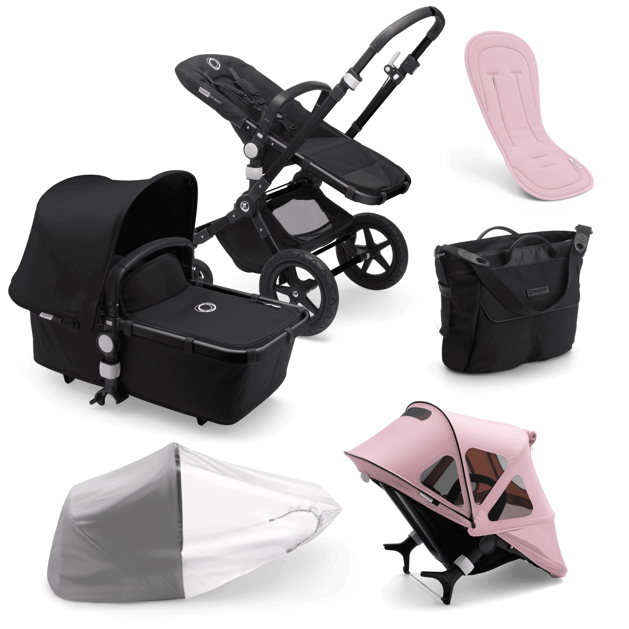 

Коляска 2 в1 Bugaboo Cameleon3 Plus Complete Black/Black-Black 230162ZW01 SOFT PINK, Cameleon3 Plus