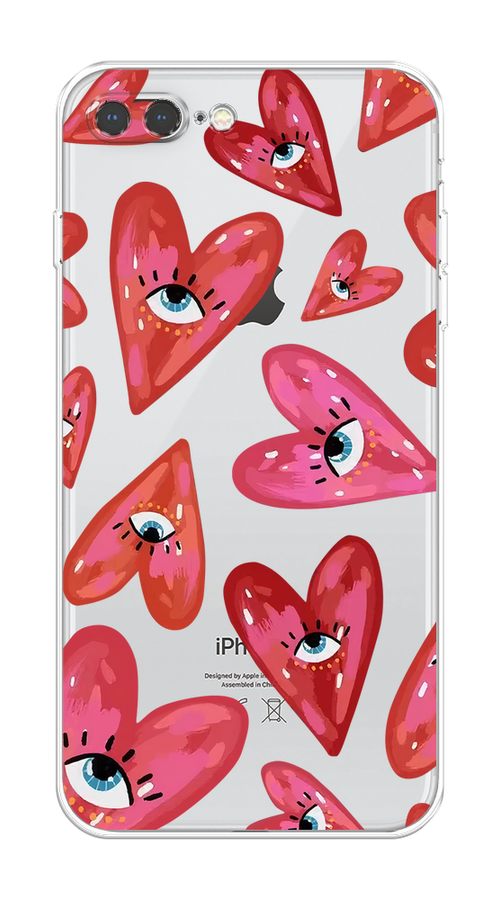

Чехол на Apple iPhone 7 Plus/8 Plus "Сердечки с глазами", Коричневый;красный;розовый, 10950-1