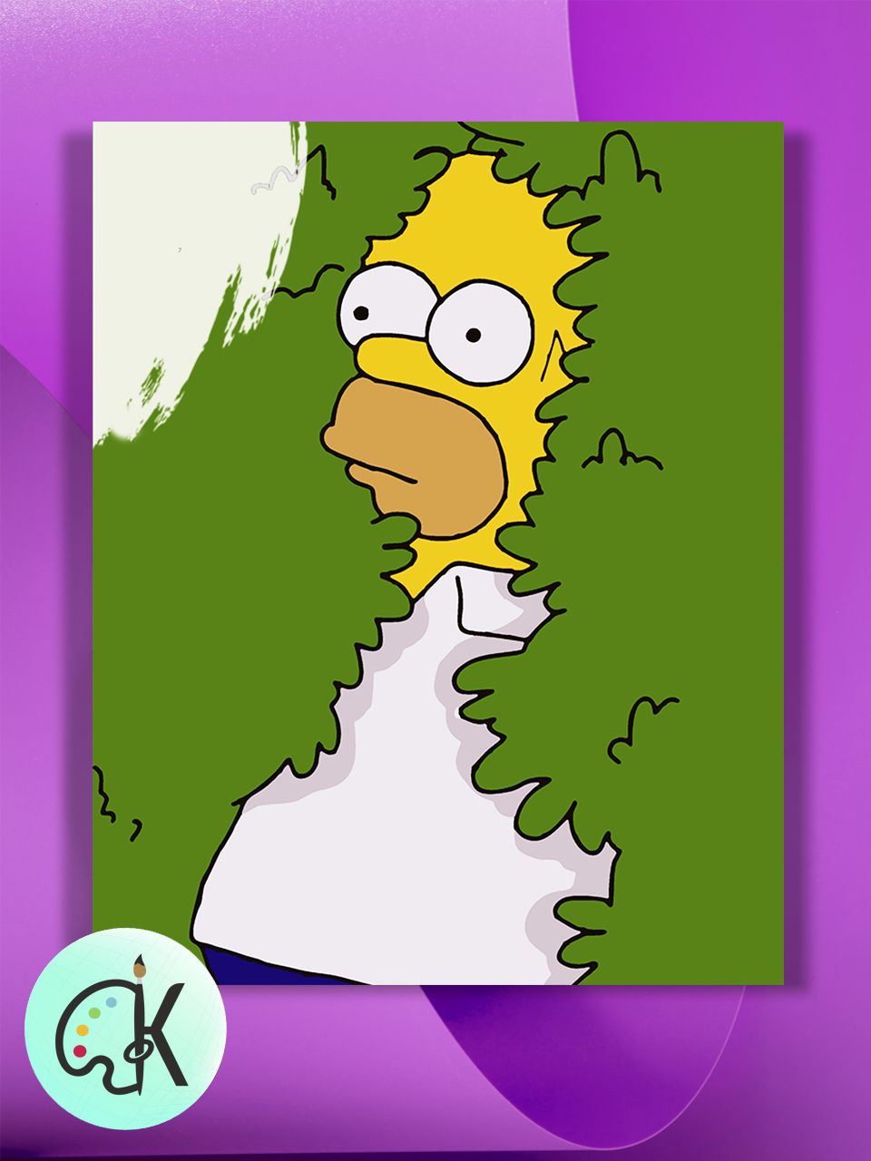 Картина по номерам на холсте Культура Цвета Симпсоны - Гомер в кустах, 40 х 60 см