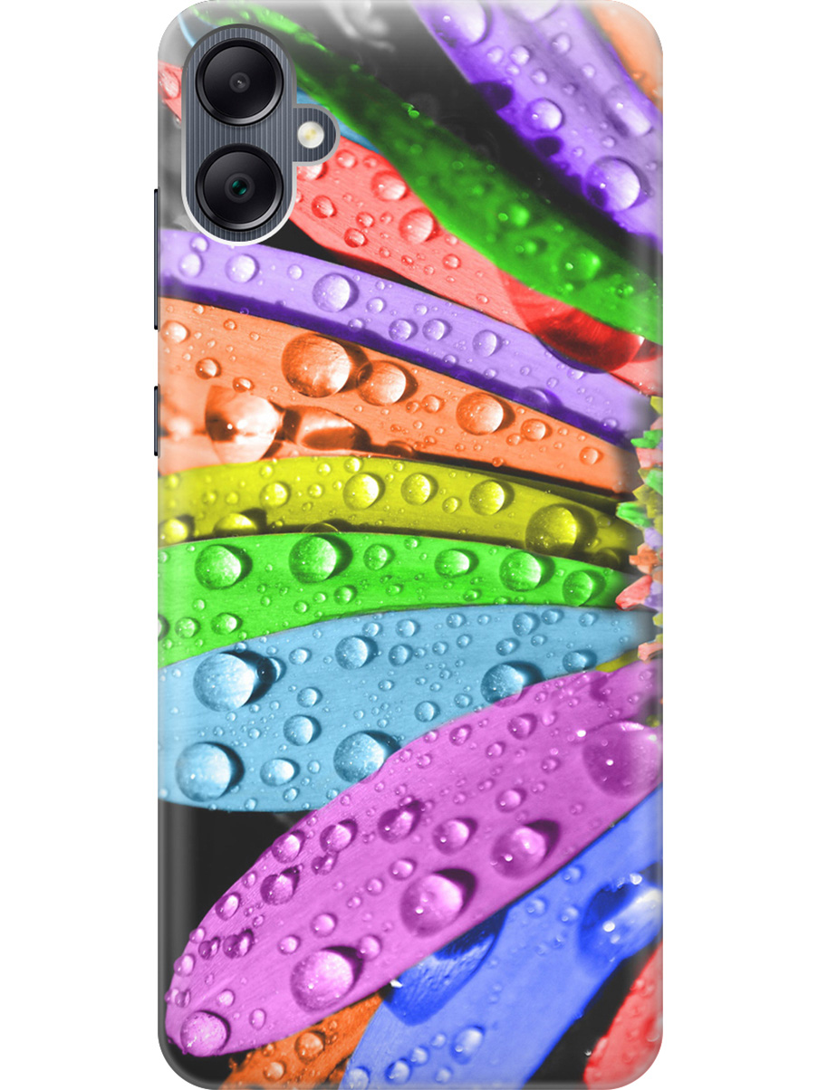 

Силиконовый чехол на Samsung Galaxy A05 "Разноцветные листья в каплях", Красный;зеленый;розовый, 20001452