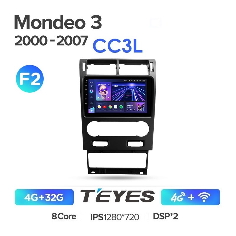 Автомобильная магнитола Teyes CC3L 4/32Гб Ford Mondeo 3 2000-2007 климат ANDROID