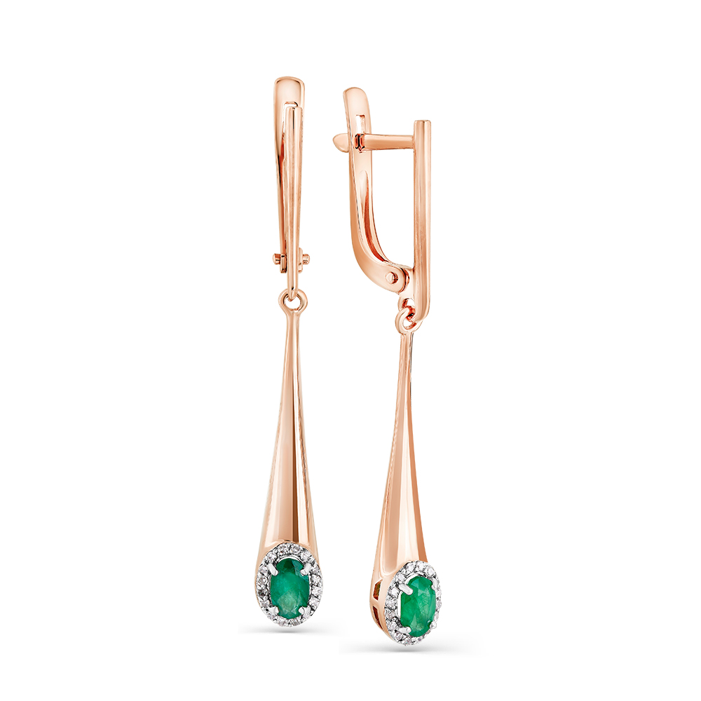 

Серьги из красного золота с изумрудом, бриллиантом Master Brilliant 2-107835-00-01, 2-107835-00-01