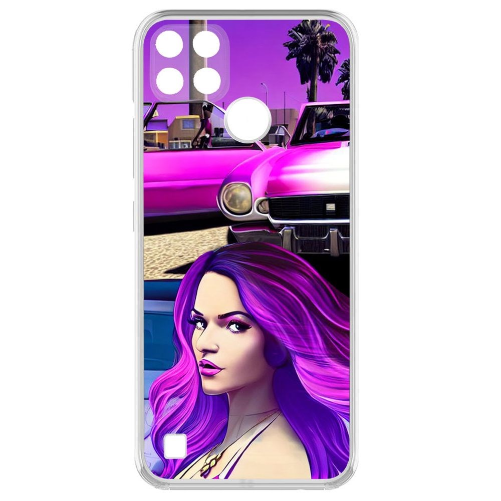 

Чехол-накладка Krutoff Clear Case Жизнь в розовом для Realme C25Y, Прозрачный