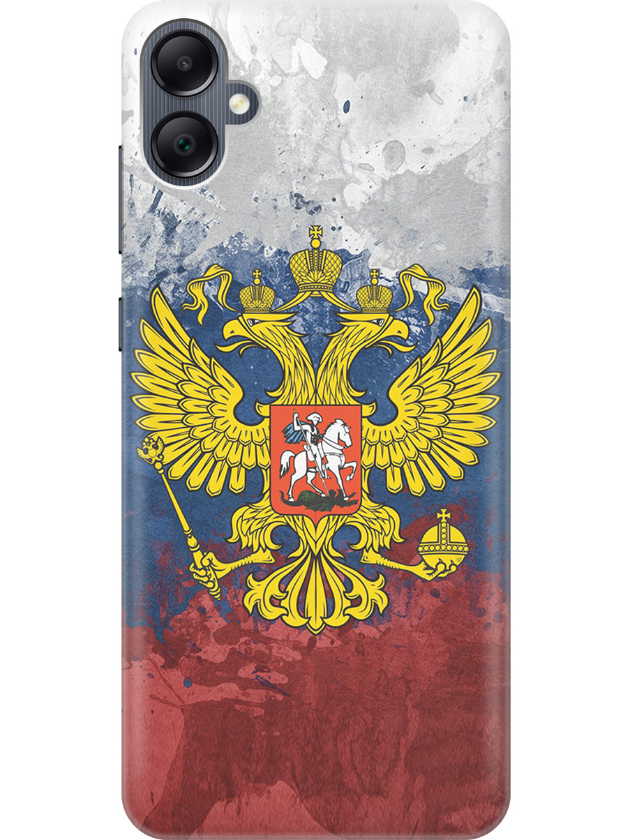 

Силиконовый чехол на Samsung Galaxy A05 "Герб и Флаг РФ", Голубой;желтый;красный, 20001452