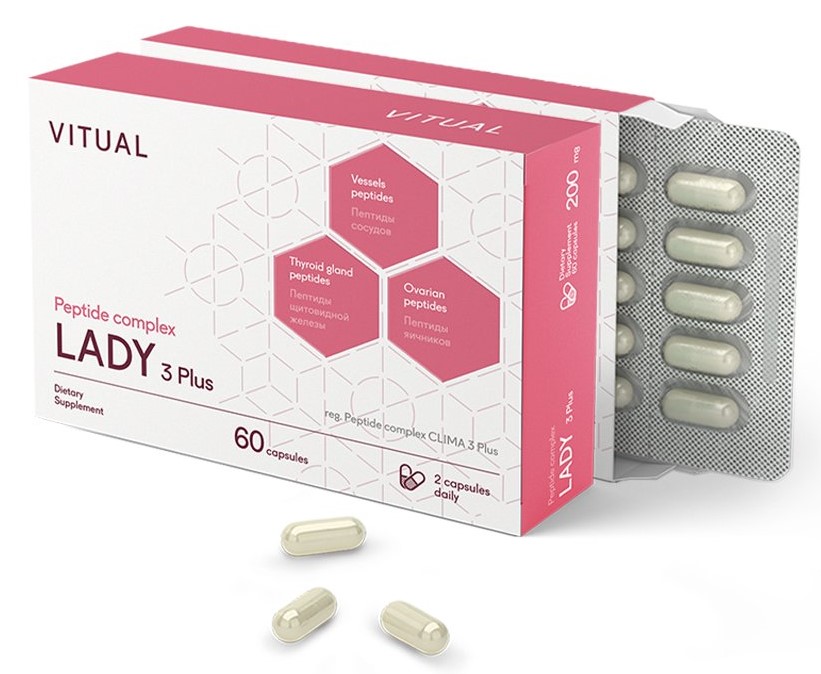 Комплекс пептидов Vitual Lady 3 Plus, 200 мг, 60 капсул