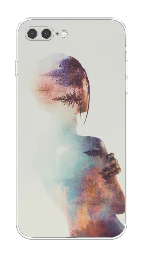 

Чехол на Apple iPhone 7 Plus/8 Plus "Девушка-лес", Розовый;голубой;серый, 10950-1