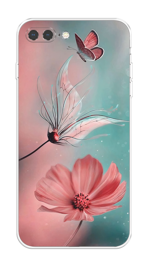 

Чехол на Apple iPhone 7 Plus/8 Plus "Бабочка и цветок", Голубой;розовый, 10950-1