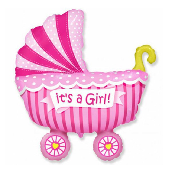 фото Воздушный шар фольгированный flexmetal коляска детская розовая 34 х 28 см