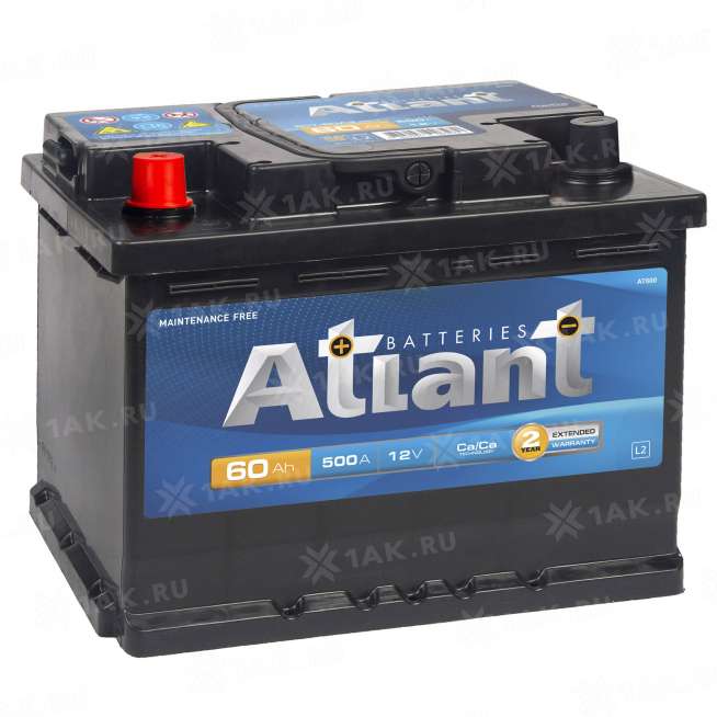 Аккумулятор автомобильный ATLANT Blue 60 Ач 500 А прямая полярность 242x175x190