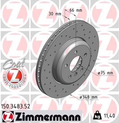 

ZIMMERMANN 150.3483.52 Диск тормозной передний 1шт