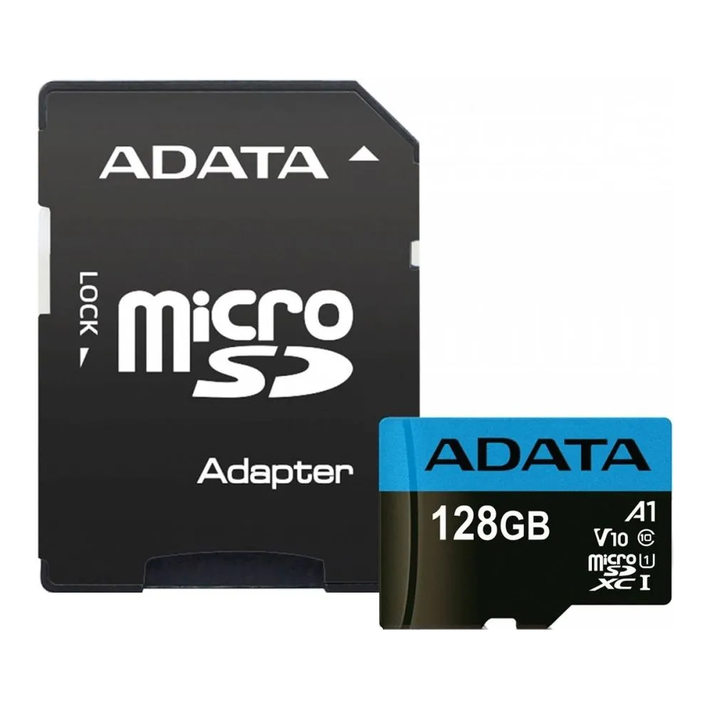 Флеш карта Adata microSDXC, 128 Гб, Class 10 UHS-I A1, SD адаптер, AUSDX128GUICL10A1-RA1