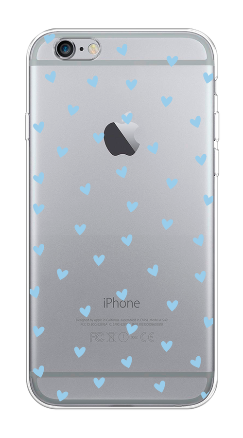 

Чехол на Apple iPhone 6/6S "Голубые сердечки паттерн", Голубой;прозрачный, 0104S50-1