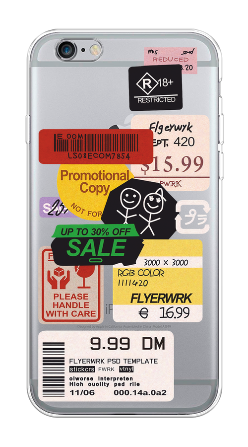 

Чехол на Apple iPhone 6/6S "Коллаж из наклеек", Красный;желтый;зеленый;белый, 0104S50-1