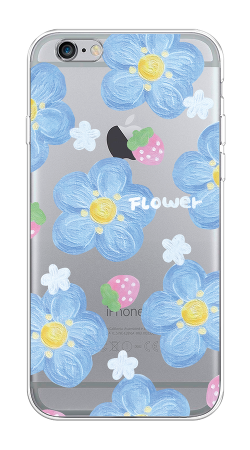 

Чехол на Apple iPhone 6/6S "Цветы и клубники", Прозрачный;голубой;белый, 0104S50-1