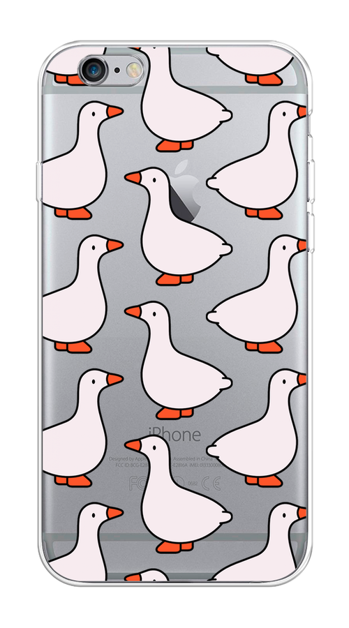 

Чехол на Apple iPhone 6/6S "Гуси", Прозрачный;белый;оранжевый, 0104S50-1