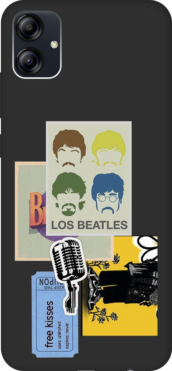 

Чехол на Samsung Galaxy A04e с 3D принтом "Beatles Stickers" черный, Черный;белый, 158475