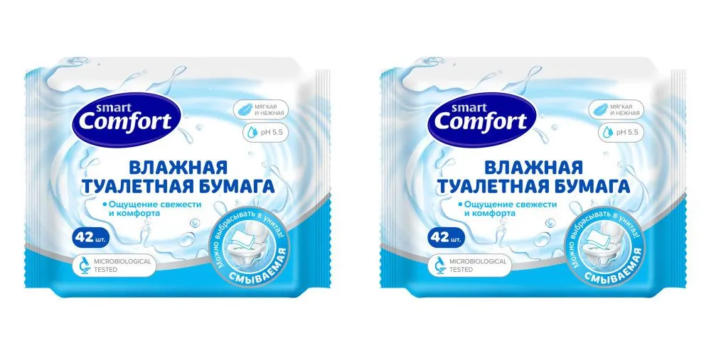 Влажная туалетная бумага Comfort smart №42 2 шт