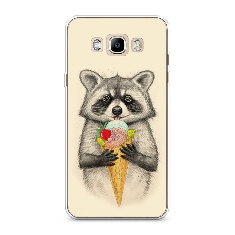 

Чехол Awog на Samsung Galaxy J7 2016 / Самсунг J7 2016 "Енот с мороженым", Бежевый;серый, 23050-10