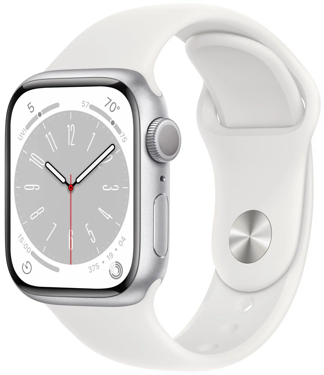 Часы Apple Watch Series 8 GPS 41mm Silver Aluminium Case with White Sport Band - Regular M