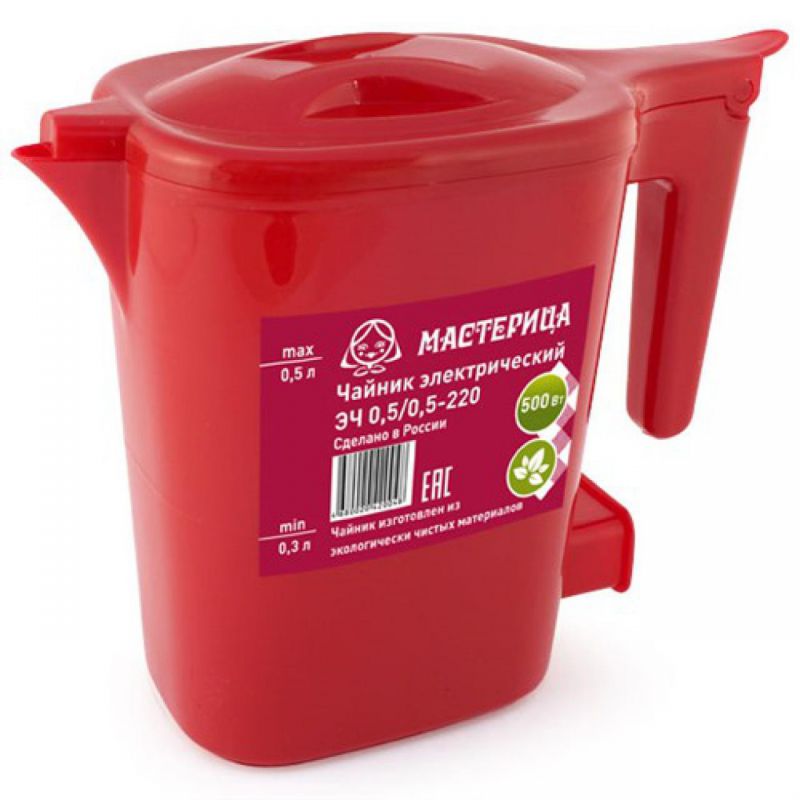 Чайник электрический Мастерица ЭЧ 0,5/0,5-220Р 0.5 л красный чайник электрический мастерица эч 0 5 0 5 220р 500 вт рубиновый 0 5 л пластик