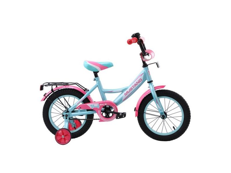 фото Велосипед городской детский mustang двухколесный бирюзовый-розовый 14" st14076-a